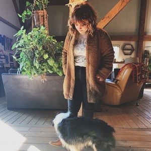 Hollister Fuzzy Camel Coat